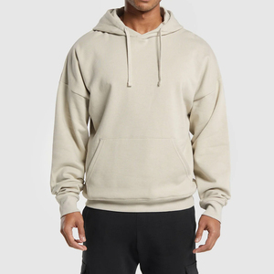 Sweat-shirt à capuche en polaire surdimensionné pour homme, couleur unie, pull décontracté avec poche avant, coupe classique, vêtements d'automne - Product Image 1