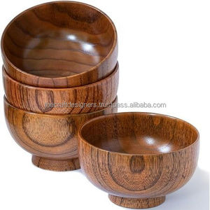 Cuenco para servir comida de madera pulida brillante, diseño único, cuenco ligero para servir ensalada y sopa, cuenco de mesa de comedor seguro para lavavajillas - Product Image 4