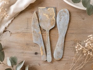 Resin Eco-Friendly Cheese Dessert Knife Handmade Marble Texture Aqua Swirl Dishwasher <b>Safe</b> Kitchen <b>Tool</b> for Home Hotel Gift Sets - Product Image 4