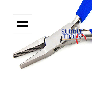 Alicates de punta plana de 130 mm con mordazas dentadas para extensiones de cabello, óptica, joyería, relojes y herramientas de relojería D - Product Image 3