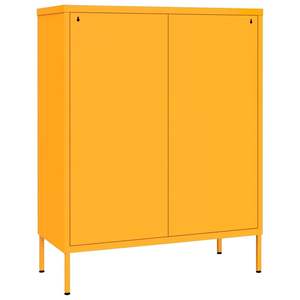 Meuble à tiroirs moyen à roulettes en acier jaune moutarde pour salon - Product Image 5