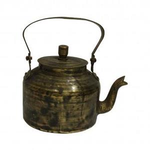 Bouilloire vintage en métal avec couvercle et poignée en métal, pot à eau, théière - Product Image 1
