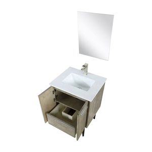 Rustic Acacia <b>Bath</b> Vanity with 24 In. W X 20 In. D White Quartz Top 18 In. <b>Mirror</b> Brushed Nickel Faucet Set 24 In. W X 20 In. D - Product Image 5