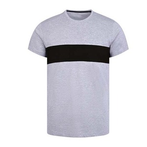 T-shirts pour hommes en coton tricoté bicolore personnalisés, design unique - Product Image 1