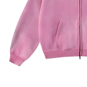 Sweat-shirt à capuche rose oversize unisexe en molleton bouclette, couleur unie, avec poches, idéal pour l'automne - Product Image 2