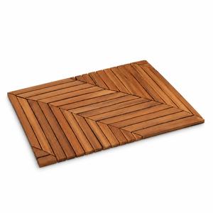 Tapis de bain en teck massif, tapis de douche en bois, tapis de spa antidérapant à lattes en chevrons, taille personnalisée - Product Image 2