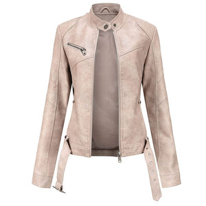 Women Fashion <b>Biker</b> Leather <b>Jacket</b> Genuine Leather Motorcycle Coat Premium Custom Logo OEM Wholesale Manufacturer - Product Image 1