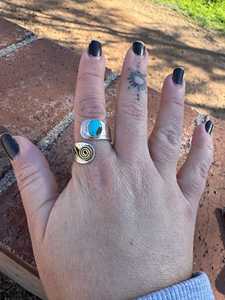 Paige Wallace Turquoise <b>Adjustable</b> <b>Ring</b> Handmade Sterling Silver Southwestern Boho Statement Jewelry Artisan Gift for Her - Product Image 3