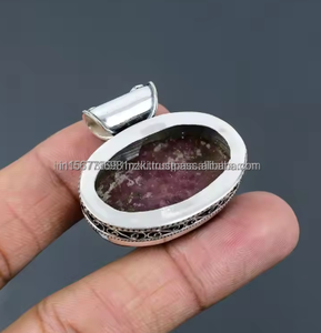 Vente chaude Rhodonite Designer Pendentif Collier 925 Pendentif En Argent Sterling pour Femmes Gemstone Demoiselle D'honneur Pendentif Collier Cadeau - Product Image 3