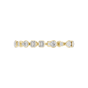 Pulsera de Oro Amarillo con Diamantes Naturales de Corte Esmeralda en Forma de Pera, Joyería Clásica para Bodas de Mujer - Product Image 4