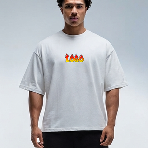 Custom Logo High Quality 260 GSM Heavy Weight 100% Cotton Drop Shoulder <b>White</b> T-<b>Shirt</b> <b>Cropped</b> Boxy Plus Size O-Neck Men's Top - Product Image 1