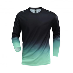 Mens Gradient Long Sleeve Training <b>Shirt</b> Quick Dry <b>Compression</b> Gym Top Sublimation Ombre Running Performance Wear - Product Image 6