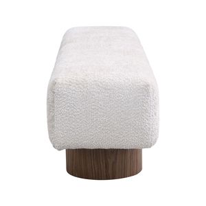 Panca Imbottita in Finta Pelliccia Beige per Sala da Pranzo, Ingresso, Camera da Letto o Soggiorno, Nessun Montaggio Richiesto - Product Image 6