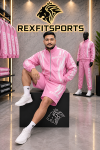 REXFIT SPORTS 2026 Custom <b>Men</b>’s Pink Sportswear Set Full <b>Zip</b> Jacket & <b>Shorts</b> Lightweight Gym Training Running Casual Outfit - Product Image 6