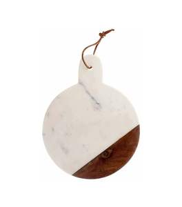 Tabla de cortar de lujo de mármol y madera de acacia para chefs profesionales, preparación de alimentos en la cocina y presentación elegante en la mesa. - Product Image 4