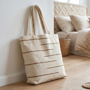 กระเป๋าช้อปปิ้งผู้หญิงแบบมีแถบผ้าคอตตอนกระเป๋าถือเป็นมิตรกับสิ่งแวดล้อม - Product Image 2