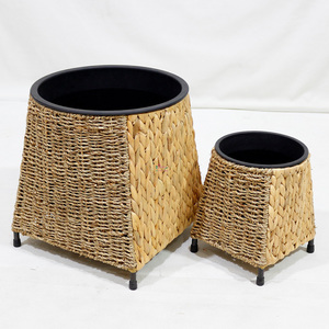 Handmade Eco-Friendly Water Hyacinth <b>Planters</b> Black <b>Plastic</b> Pot Modern Minimalist Design Garden Outdoor Home - Product Image 6