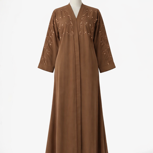 Vestido de Fiesta Largo para Mujer, Modesto, Bordado, de Poliéster, con Mangas Acampanadas, Cuello en V, Estilo Árabe de Lujo, Abaya - Product Image 3