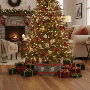 White <b>Tree</b> Support Round Shape Christmas <b>Tree</b> Collar In Metal For Home Livingroom Festival Decorative Use <b>Tree</b> Collar <b>Stand</b> - Product Image 3