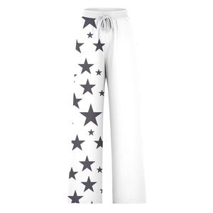 Pantalon large taille haute coupe bootcut longueur totale pour femme, décontracté, avec cordon de serrage, coupe ample, écoresponsable, poches, couleur unie - Product Image 1