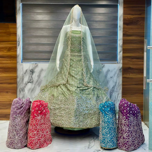 Lehenga de malla suave Zarkan Stone con bordado elaborado, calidad de exportación directa del fabricante, con cancelas y lona completas, compra al por mayor - Product Image 1