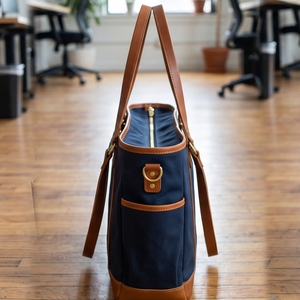 Bolso de lona profesional Regal Three Llc para oficina con ribete de cuero y bolsillo frontal para uso diario - Product Image 2