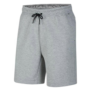 Shorts de sport décontractés pour hommes en jersey gris chiné avec cordon de serrage et poche zippée, en molleton technique - Product Image 1