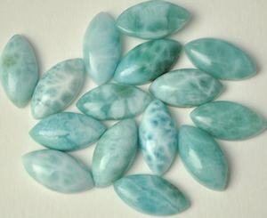 Larimar naturel bleu, taille marquise, pierre précieuse en vrac, 3x6mm-8x16mm, cabochon calibré, effet de changement de couleur, lot en gros - Product Image 2