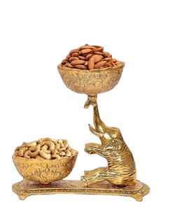 ชามเสิร์ฟโลหะลายช้างสุดหรู สำหรับใช้ในบ้าน ร้านอาหาร โรงแรม ตกแต่งโต๊ะอาหาร และตกแต่งบ้านอย่างมีระดับ - Product Image 1