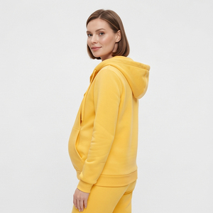 Conjunto de Sudadera con Capucha y Pantalones de Chándal de Forro Polar Grueso de 450 g/m² para Maternidad de Invierno con Cremallera para Lactancia para Mujer - Product Image 4