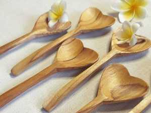 Juego de Cucharas de Madera Hechas a Mano en Forma de Corazón, Naturales, Ecológicas, Artesanales, Utensilios de Decoración para el Hogar - Product Image 1