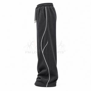 Pantalon de survêtement en molleton épais pour homme, coupe oversize, jambe large, hiver, style streetwear, vente en gros, fabricant OEM ODM - Product Image 3