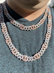 Collier à maillons géométriques plaqué or rose avec zircone cubique taille baguette, bijoux de fête élégants pour femmes - Product Image 2