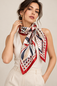 Écharpes en soie carrées imprimées de luxe, impression numérique personnalisée, pour femmes adultes - Product Image 2