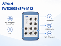 Switch de Red Ethernet Industrial para Ferrocarriles EN50155, IP67, Capa 3, Administrado, 8 Puertos Gigabit M12 con PoE Opcional, SNMP, Capacidad de 16 Gbps