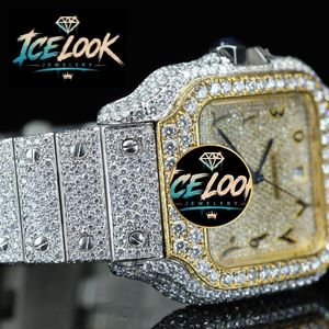Reloj Unisex Cuadrado de Acero Inoxidable ICE LOOK JEWELERY, 41 mm, Analógico, de Cuarzo, Estilo Hip Hop, Esfera Luminosa de Zafiro, Cierre Plegable de 20 mm - Product Image 4