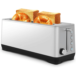 Ultra Wide Long Slot 4-Piece Red Dual Control <b>Toaster</b> 1.5 Inch 6-Level Baking with Anti-Clogging Design - Product Image 1