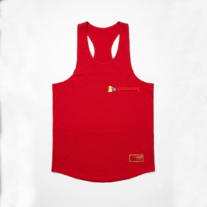<b>Red</b> Men's <b>Tank</b> <b>Top</b> Solid Color Heat Transfer Logo Casual O-Neck Knitted Polyester Sport Wear - Product Image 1