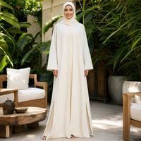 Cardigan long en tricot à rayures verticales de qualité supérieure, style Abaya élégant à manches ouvertes, avec fente latérale, fabrication sur mesure ODM pour le Moyen-Orient