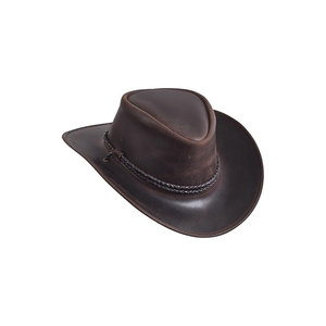 Sombrero de Vaquero de Cuero Unisex Marrón Oscuro de Ala Ancha para Exteriores, Estilo Casual para Adultos, Talla 56-58CM, para las Cuatro Estaciones - Product Image 1
