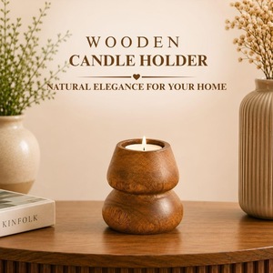 Support de bougie en bois minimaliste, fait main, naturel, décoration de table rustique, centre de table, activités religieuses, cadeau de Noël, mariage, maison - Product Image 3