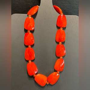 Collier en résine acrylique bordeaux, orange et gris, avec perles géométriques épaisses, bijoux en tube plastique, accessoires de cou pour femme - Product Image 5