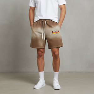 Latest Design Sun Fade Wash Men's Shorts Custom Embroidery Logo Eco-Friendly Breathable <b>Elastic</b> Waist Gym sweat shorts - Product Image 1
