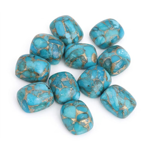 Turquesa azul cobrizo, cabujón largo en forma de cojín, piedra preciosa suelta para la fabricación de joyas - Product Image 1