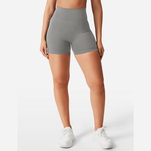 Shorts de sport taille haute pour femme, style motard, respirants, extensibles, séchage rapide, en coton et élasthanne tricoté, taille élastique, couleur unie - Product Image 5
