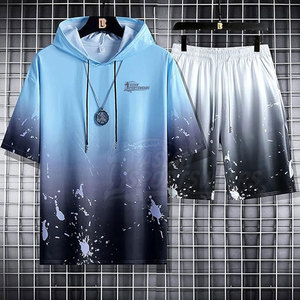 Conjunto de Sudadera con Capucha y Pantalones Cortos de Alta Calidad, Cómodo y Moderno, Tacto Suave, Corte Regular, Estilo Casual y Elegante, Aspecto Atractivo - Product Image 2