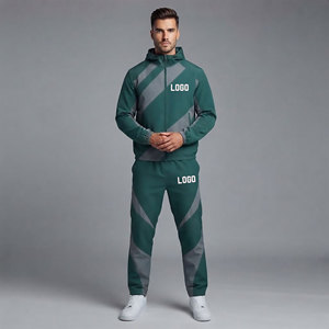 Wholesale Custom made Men Zip up <b>Jacket</b> and Jogger Two Pieces Pants Set Cut and Sew Reflective Nylon Windbreaker Baggy Tracksuit - Product Image 3