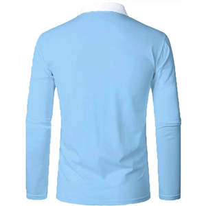 Polo de Manga Larga para Hombre, Gris con Paneles Blancos, Cuello con Cierre, Transpirable, Estilo Casual Elegante - Product Image 4