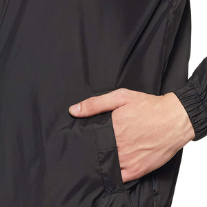 <b>Men's</b> Black Windproof Racer Jacket With Hood Zipper Closure Casual Spring Wear Regular Fit Lightweight Polyester <b>Coat</b> - Product Image 4