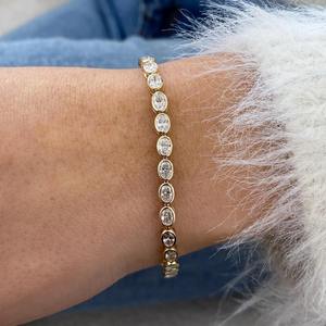 Luxury Oval Cut VVS Moissanite Diamond Bezel Set <b>Bracelet</b> With <b>Solid</b> <b>Silver</b> Fine Fashion Jewelry <b>Bracelet</b> For Women Gift - Product Image 1